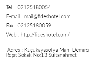 Fides Hotel iletiim bilgileri